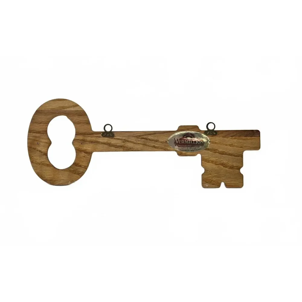 Vintage Wooden Skeleton Key Wall Rack 6 Hooks Vermillion Wood Products
